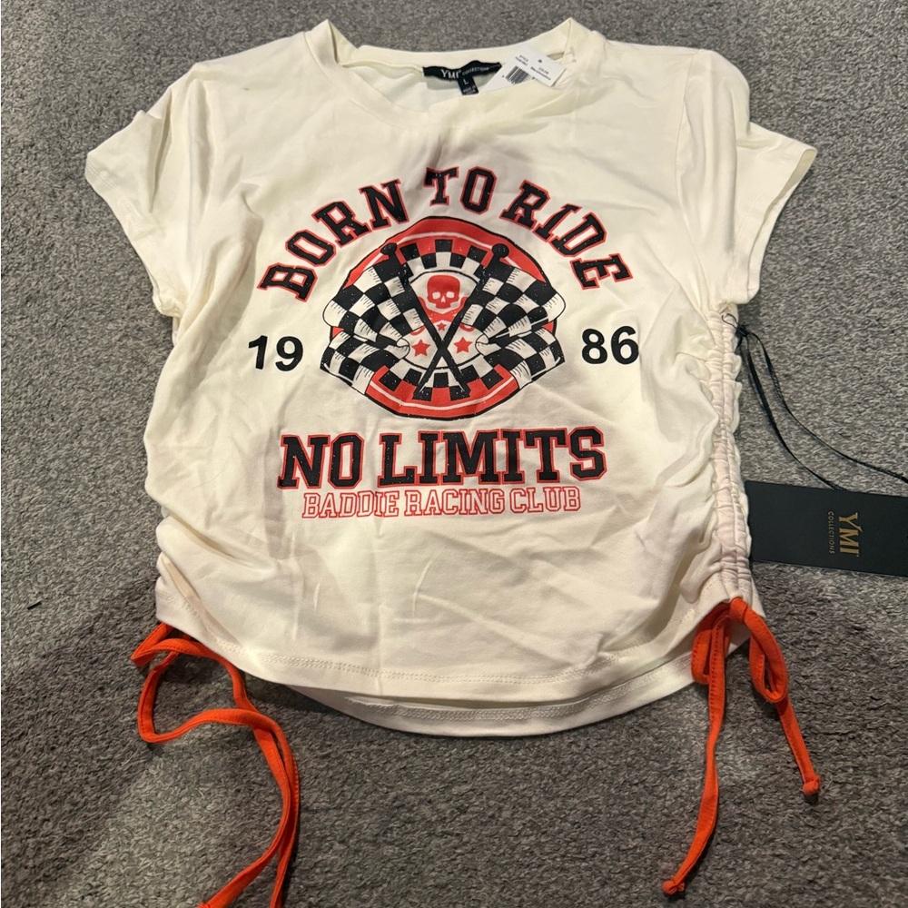 YMI Kids White and Red Racing Graphic Tee